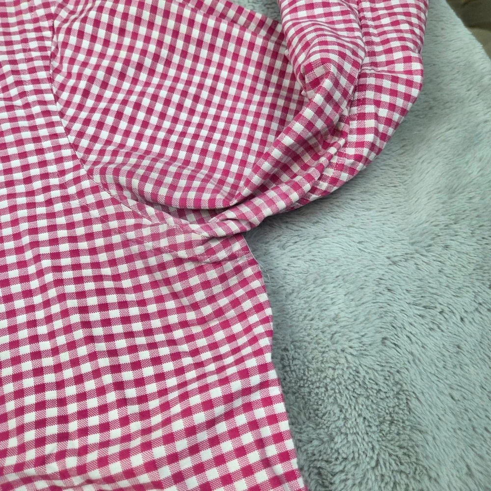 Ralph Lauren Gingham Button Down Mens M Long Sleeve Pony Logo Pink White Plaid